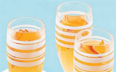 bellini-cocktail, verschiedene cocktails, prosecco, pfirsich-p&#252;ree, nektar, bellini