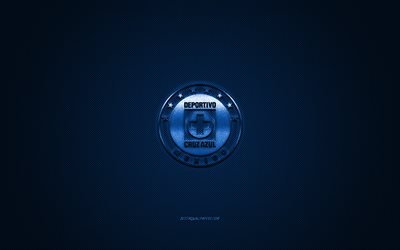 Cruz Azul, Mexican football club, Liga MX, blue logo, blue carbon fiber background, football, Mexico City, Mexico, Cruz Azul logo