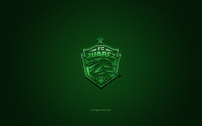 FC Juarez, Mexican football club, Liga MX, green logo, green carbon fiber background, football, Ciudad Juarez, Mexico, FC Juarez logo