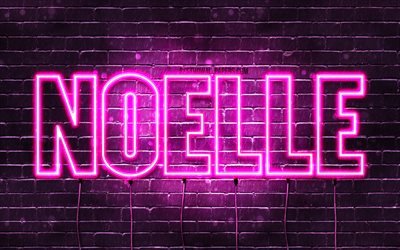 Noelle, 4k, wallpapers with names, female names, Noelle name, purple neon lights, horizontal text, picture with Noelle name