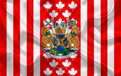 wappen von halifax, kanadische flagge, seide textur, halifax, kanada, siegel von halifax, das kanadische nationale symbole