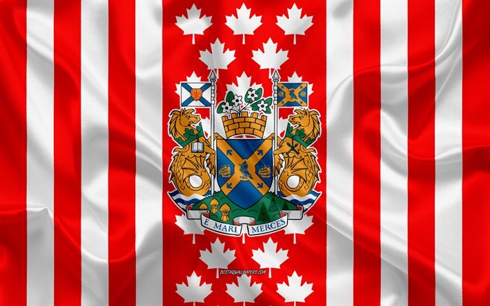 Coat of arms of Halifax, Canadian flag, silk texture, Halifax, Canada, Seal of Halifax, Canadian national symbols