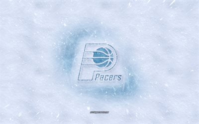Indiana Pacers logo, American basketball club, winter concepts, NBA, Indiana Pacers ice logo, snow texture, Indianapolis, Indiana, USA, snow background, Indiana Pacers, basketball