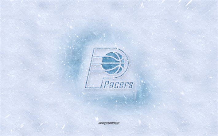 Indiana Pacers logosu, Amerikan basketbol kul&#252;b&#252;, kış kavramlar, NBA, Indiana Pacers buz logo, kar dokusu, Indianapolis, Indiana, ABD, kar, arka plan, Indiana Pacers, basketbol