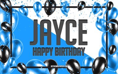 Buon Compleanno Jayce, feste di Compleanno, Palloncini Sfondo, Jayce, sfondi per il desktop con nomi, Jayce buon Compleanno, Palloncini Blu di Compleanno, Sfondo, biglietto di auguri, Compleanno Jayce