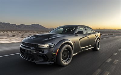 2019, Dodge Charger, AWD, black matte, front view, exterior, tuning, new black matte Charger, american cars, Dodge