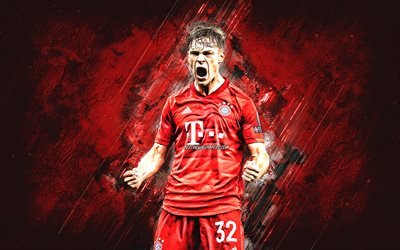 Joshua Kimmich, allemand, joueur de football, FC Bayern Munich, le portrait, la pierre rouge de fond, de la Bundesliga, Allemagne, football