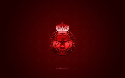Wisla Crac&#243;via, Clube de futebol polon&#234;s, Ekstraklasa, logo vermelho, vermelho de fibra de carbono de fundo, futebol, Crac&#243;via, Pol&#243;nia, Wisla Crac&#243;via logotipo