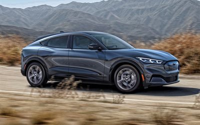 2021, Ford Mustang Mach-E, front view, gray electric crossover, new gray Mustang Mach-E, german cars, electric cars, Audi
