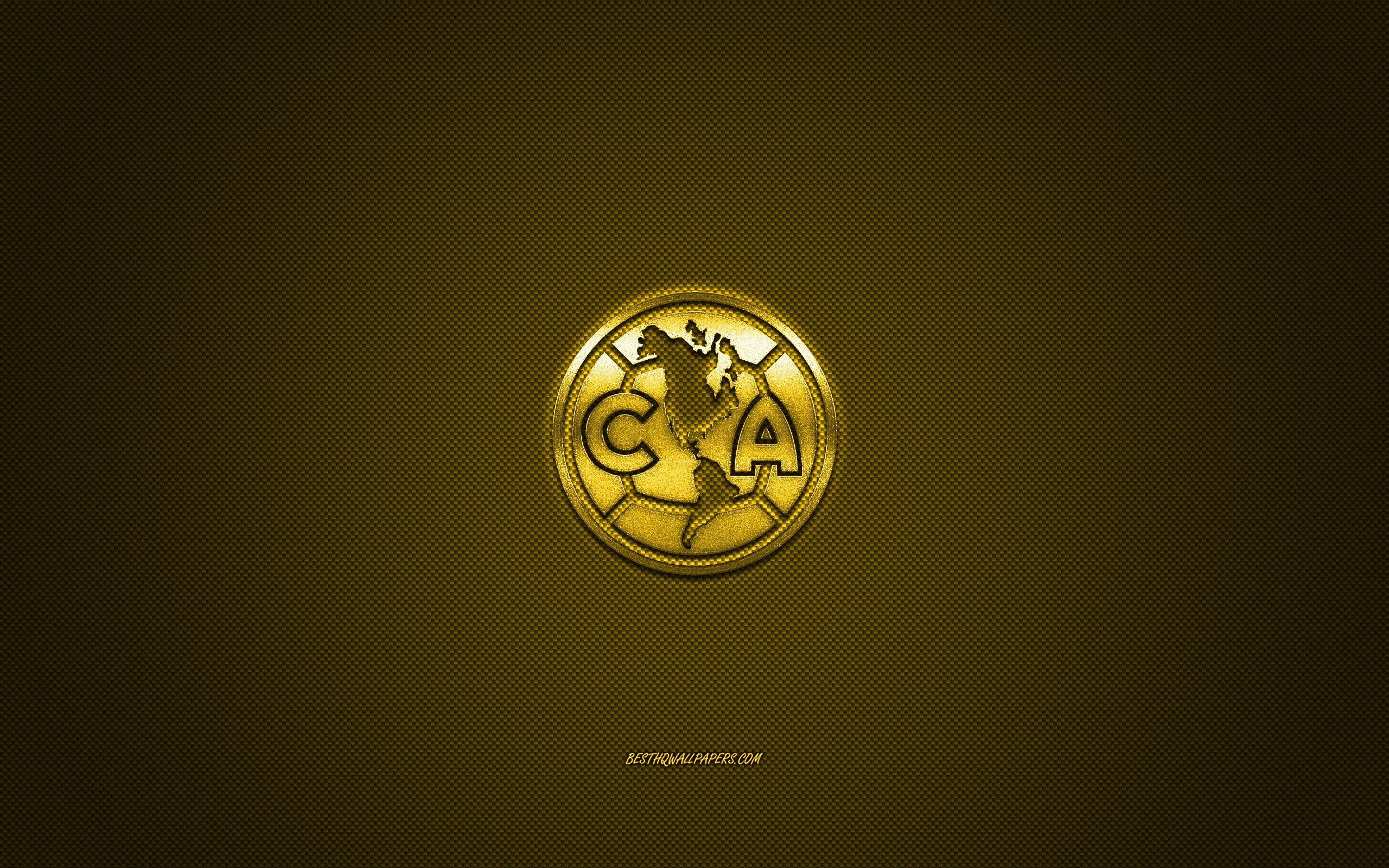 Download wallpapers Club America, Mexican football club, Liga MX, yellow  logo, yellow carbon fiber background, football, Mexico city, Mexico, Club  America logo for desktop with resolution 2560x1600. High Quality HD  pictures wallpapers