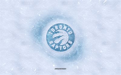 Toronto Raptors logotipo, Canadense de basquete clube, inverno conceitos, NBA, Toronto Raptors gelo logotipo, neve textura, Toronto, Canad&#225;, EUA, neve de fundo, Toronto Raptors, basquete