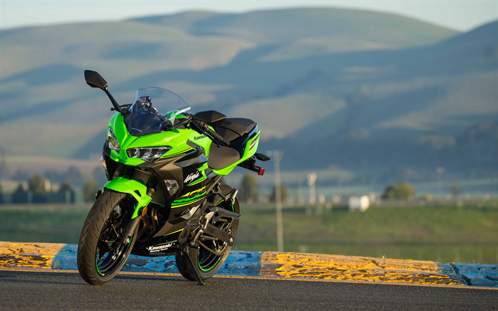4k, Kawasaki Ninja 400, superbikes, 2018, las motos, la pista de rodadura, el Ninja verde, Kawasaki