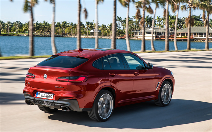 BMW X4, 2018, G02, コンパクトクロスオーバースポーツ, m40d, リヤビュー, 新しい赤色X4, ドイツ車, BMW