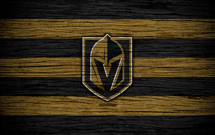 vegas golden knights, 4k, nhl, hockey-club, western conference, usa, logo, holz-textur, hockey, pacific division