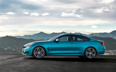 4 BMW, 2018, &#252;r&#252;n, M Sport, 4k, mavi coupe, Alman otomobil, yeni mavi M4, BMW