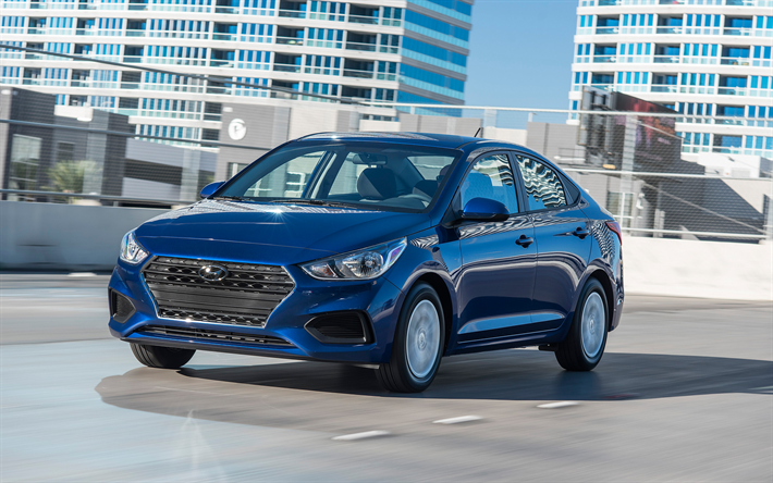 Download wallpapers Hyundai Accent, 2018, 4k, exterior, new blue Accent ...