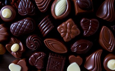 Confeitos de Chocolate, doces, doces diferentes, chocolate