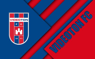 Videoton FC, blue red abstraction, Videoton logo, material design, 4k, Hungarian football club, emblem, Szekesfehervar, Hungary, OTP Bank Liga, football, Nemzeti Bajnoksag