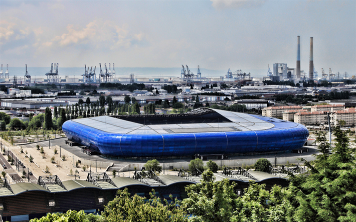 Download wallpapers Stade Oceane, aerial view, HDR, Le Havre AC stadium