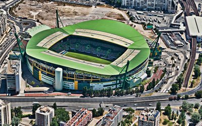 Estadio Jose Alvalade, Spor Stadyumu, Portekiz Futbol Stadyumu, havadan g&#246;r&#252;n&#252;m&#252;, Lizbon, Portekiz, futbol, Sporting Clube de Portugal