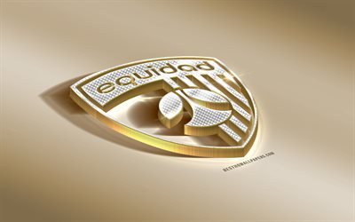 Equidad Club Deportivo, La Equidad, Colombian Football Club, Golden Silver logo, Bogota, Colombia, Liga Aguila, 3d golden emblem, creative 3d art, football