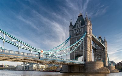 Il Tower Bridge, Londra, punto di riferimento, famoso, ponte, Inghilterra, regno UNITO, ponti, Fiume Tamigi