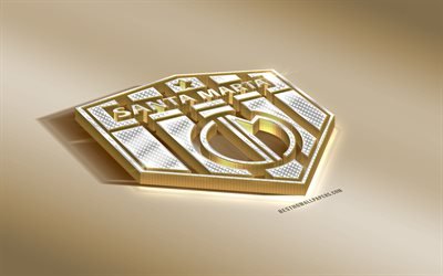 AD Unionin Magdalena, Kolumbian Football Club, Golden Hopea logo, Santa Marta, Kolumbia, Liga Aguila, 3d kultainen tunnus, luova 3d art, jalkapallo