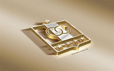 Bir kez Caldas, Kolombiya Futbol Kul&#252;b&#252;, Altın G&#252;m&#252;ş logo, Manizales, Kolombiya, Lig Aguila, 3d altın amblemi, yaratıcı 3d sanat, futbol