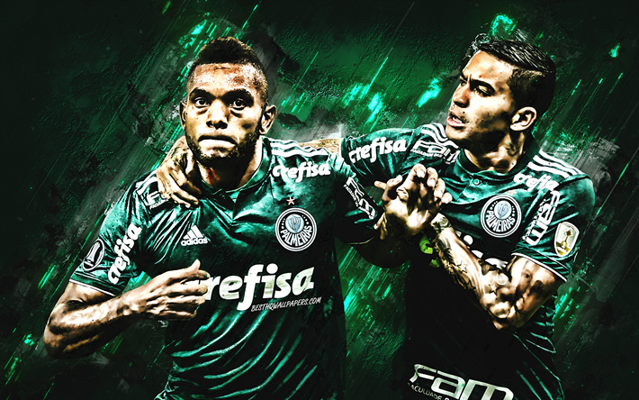 Dudu, Miguel Borja, green stone, goal, SE Palmeiras, soccer, Borja, football, Brazilian Serie A, grunge, Palmeiras FC, Brazil