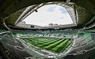 Allianz Parque, stadio vuoto, il Palmeiras Stadio, HDR, Sao Paulo, calcio, stadio di calcio, il Palmeiras arena, in Brasile, SE Palmeiras, brasiliano stadi