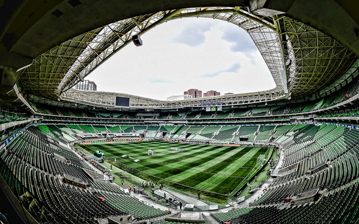 Allianz Parque, un stade vide, Palmeiras Stade, HDR, &#224; Sao Paulo, le football, le stade de football, le Palmeiras de l&#39;ar&#232;ne, du Br&#233;sil, de SE Palmeiras, le br&#233;silien stades