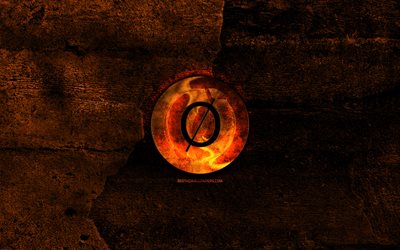 Omni fiery logo, orange stone background, creative, Omni logo, cryptocurrency, Omni