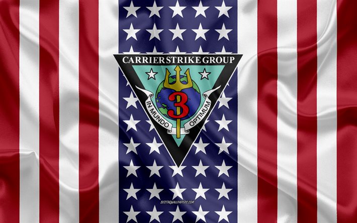Carrier Strike Group 3 Tunnus, CSG-3, Amerikan Lippu, USS John c Stennis, CVN-74, YHDYSVALTAIN Laivaston, Silkki Tekstuuri, Yhdysvaltain Laivaston, Silkki Lippu, Carrier Strike Group 3, USA