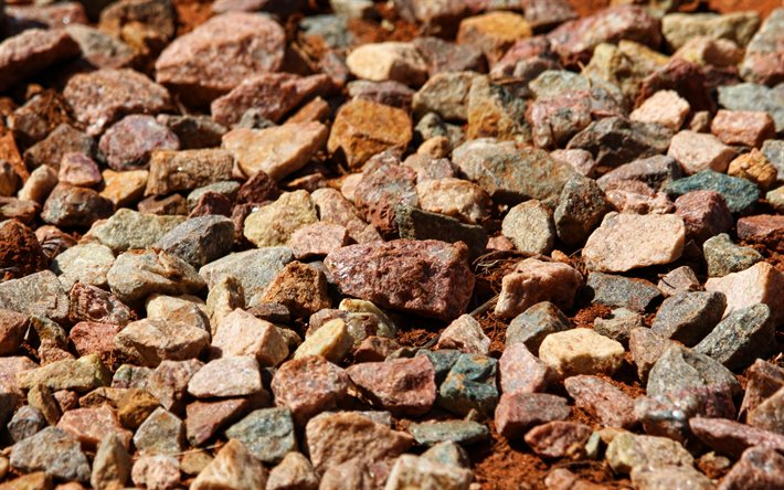 茶色の石, 4k, 褐色砂利, マクロ, 茶色の石質感, 小石背景, 砂利質感, 石像, 石背景, 茶色の背景, 小石