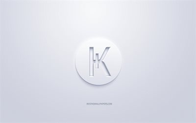 Karbowanec logo, 3d logo bianco, 3d, arte, sfondo bianco, cryptocurrency, Karbowanec, finanza concetti, affari, Karbowanec logo 3d