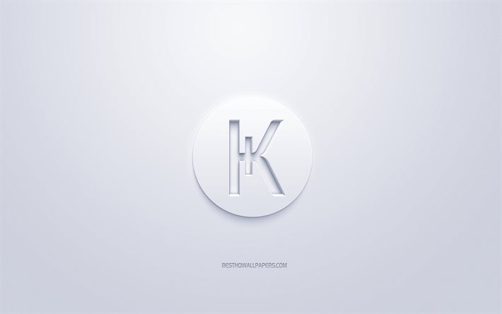 Karbowanec logotipo, 3d-branco logo, Arte 3d, fundo branco, cryptocurrency, Karbowanec, conceitos de finan&#231;as, neg&#243;cios, Karbowanec logo 3d
