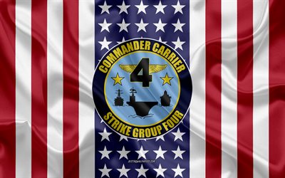 Carrier Strike Group 4 Emblem, CCG-4, American Flag, US Navy, Silk Texture, United States Navy, Silk Flag, Carrier Strike Group 4, USA
