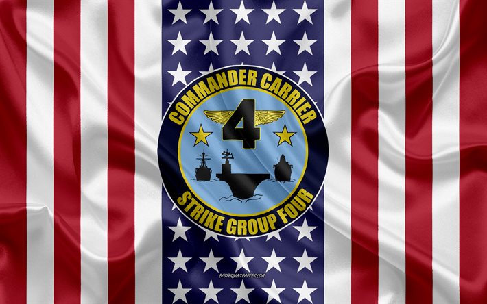 Carrier Strike Group 4 Emblema, CCG-4, Bandiera Americana, US Navy, Seta Texture, della Marina degli Stati Uniti, Seta Flag Carrier Strike Group 4, USA