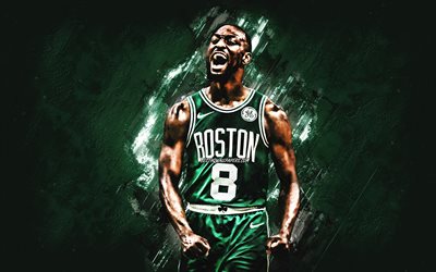 Kemba Walker, Boston Celtics, NBA, retrato, - jogador de basquete americano, pedra verde de fundo, Associa&#231;&#227;o Nacional De Basquete, basquete