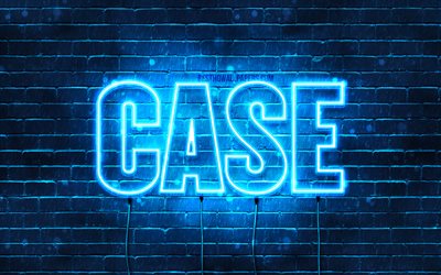 Case, 4k, wallpapers with names, horizontal text, Case name, blue neon lights, picture with Case name