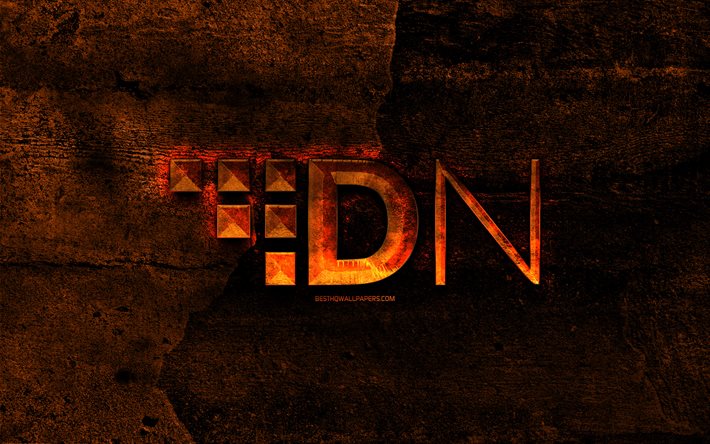 DigitalNote logo fiery, orange pierre fond, cr&#233;atif, DigitalNote logo, cryptocurrency, DigitalNote