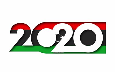 Libya 2020, Flag of Libya, white background, Libya, 3d art, 2020 concepts, Libya flag, 2020 New Year, 2020 Libya flag