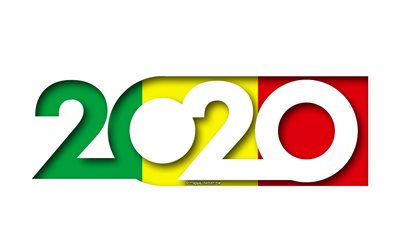 2020 Mali, Nijer, beyaz arka plan, Mali, 3d sanat Bayrağı, 2020 kavramları, Mali bayrağı, 2020 Yeni Yıl, 2020 Mali bayrağı