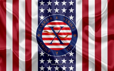Carrier Strike Group 10 Emblema, Bandiera Americana, US Navy, Seta Texture, della Marina degli Stati Uniti, CSG-10, Seta Flag Carrier Strike Group 10, USA, CVN-69, USS Dwight D Eisenhower
