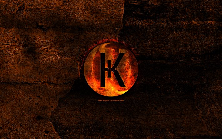 Hryvnia logo fiery, orange pierre fond, cr&#233;atif, Kupono logo, cryptocurrency, Hryvnia