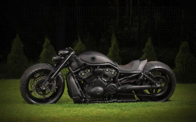 harley-davidson, chopper, luxuri&#246;ses schwarz-matt motorrad, custom, tuning, american motorcycles