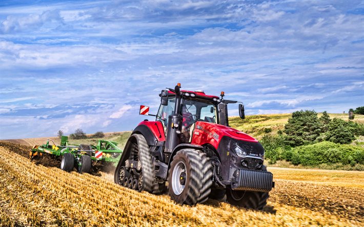 Case IH Magnum 380 RowTrac, 4k, plowing field, 2020 tractors, agricultural machinery, red tractor, crawler tractor, HDR, tractor in the field, agriculture, harvest, Case