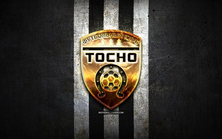 tosno fc, goldene logo, der russischen premier league, black-metal-hintergrund, fu&#223;ball, fc tosno, russische fu&#223;ball-club, tosno-logo, russland