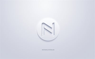 Namecoin logo, 3d white logo, 3d art, white background, cryptocurrency, Namecoin, finance concepts, business, Namecoin 3d logo