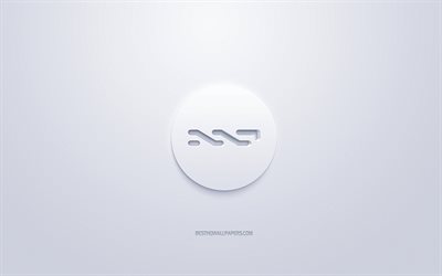 Nxt logotyp, 3d-vit logo, 3d-konst, vit bakgrund, cryptocurrency, Nxt, finansiering begrepp, f&#246;retag, Nxt 3d-logotyp